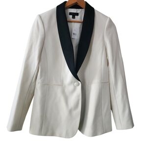 NWT Ann Taylor Dramatic Ivory Blazer Jacket with Contrast Black Lapel Size 6